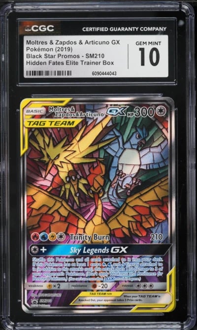 2019 Pokemon SM Promo Hidden Fates Alt Art Moltres & Zapdos & Articuno GX #SM210 CGC 10 GEM