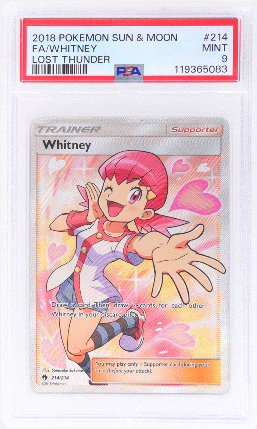 2018 Pokemon Sun and Moon Lost Thunder Whitney #214 PSA 9