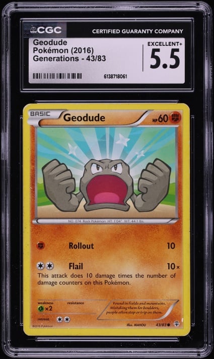 2016 Pokemon Generations Geodude #43 CGC 5.5 EX+