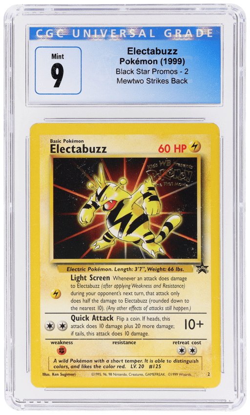 1999 Pokemon Wizards of the Coast Black Star Promo Mewtwo Strikes Back Electabuzz #2 CGC 9