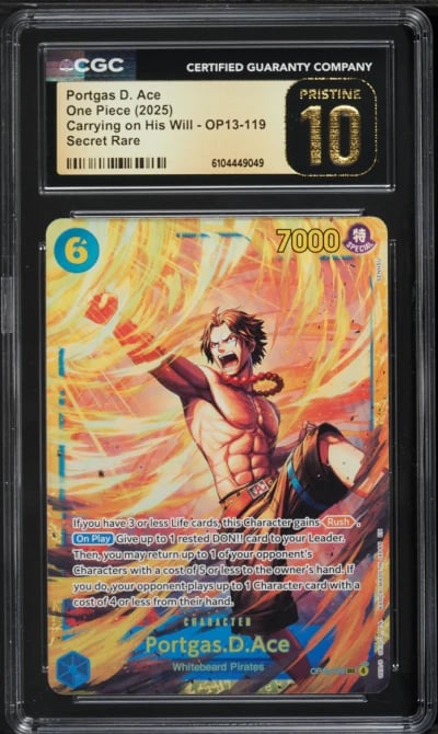2025 One Piece Carrying On His Will SEC Portgas D. Ace #OP13-119 CGC 10 PRISTINE