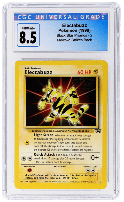1999 Pokemon Wizards of the Coast Black Star Promo Mewtwo Strikes Back Electabuzz #2 CGC 8.5