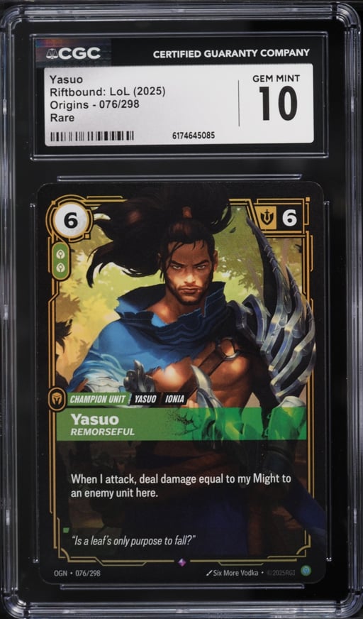 2025 Riftbound League Of Legends LoL Origins Yasuo #76 CGC 10 GEM MINT