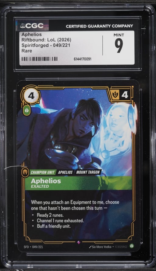 2026 Riftbound League Of Legends Spiritforged Aphelios #049 CGC 9 MINT