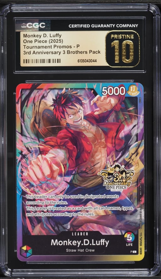 2025 One Piece Tournament Promo 3rd 3 Brothers Leader Monkey D. Luffy CGC 10 PRISTINE