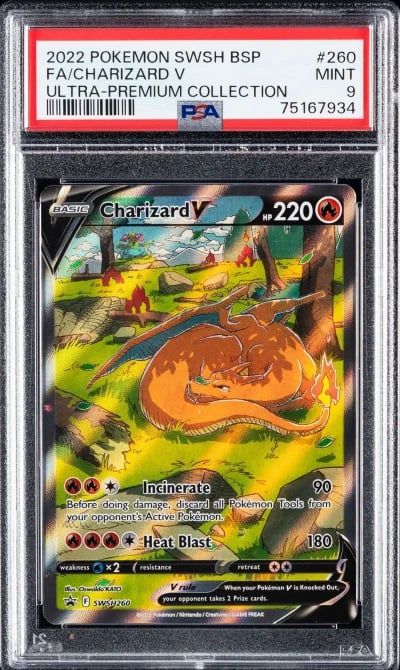 2022 POKEMON SWSH BLACK STAR PROMO #260 FULL ART/CHARIZARD V PSA 9