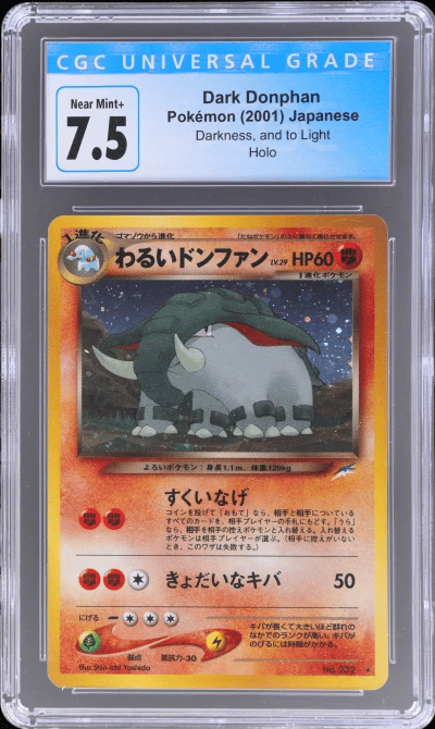 2001 Pokemon Neo 4: Darkness and To Light Japanese Holo Donphan #232 CGC 7.5