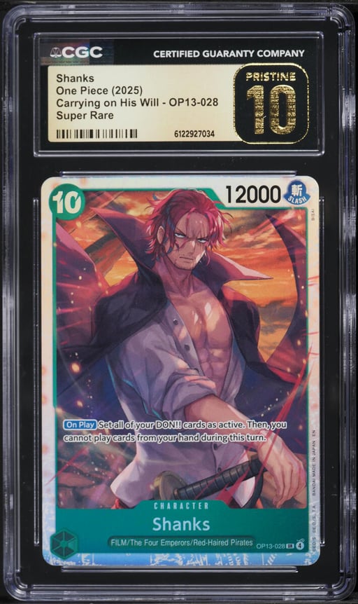 2025 One Piece Carrying On His Will SR Shanks #OP13-028 CGC 10 PRISTINE