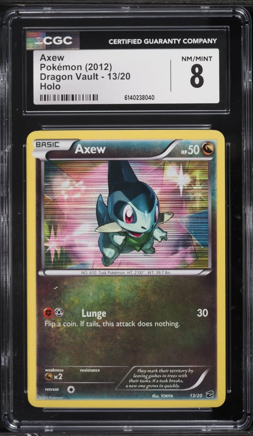 2012 Pokemon Dragon Vault Holo Axew #13 CGC 8 NM-MT