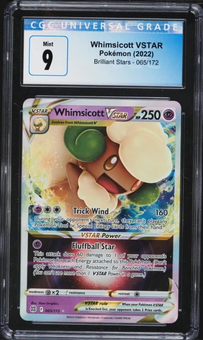 2022 Pokemon Brilliant Stars Holo Whimsicott VSTAR #065 CGC 9 MINT