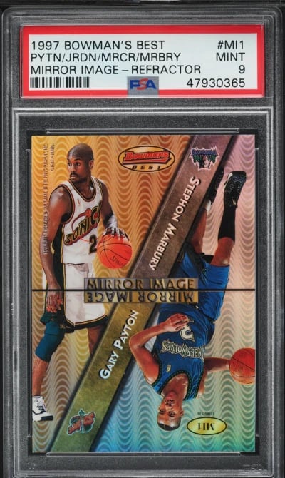 1997 Bowman's Best Mirror Image Refractor Michael Jordan Gary Payton #MI1 PSA 9