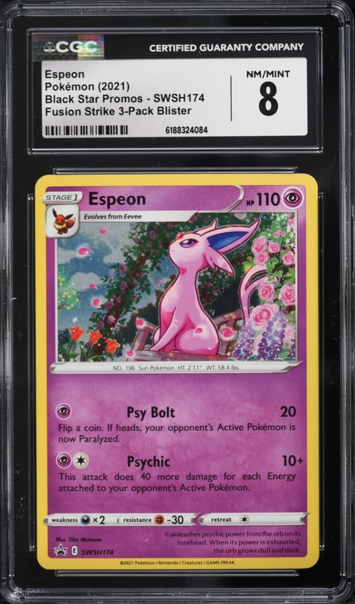 2021 Pokemon Sword & Shield Promo Fusion Strike Holo Espeon #SWSH174 CGC 8 NM-MT