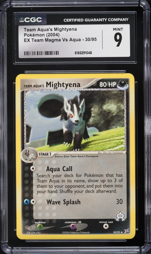 2004 Pokemon EX Team Magma Vs Aqua Team Aqua's Mightyena #30 CGC 9 MINT