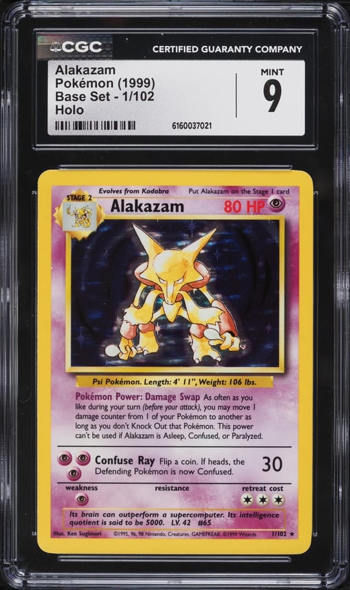 1999 Pokemon Base Set Holo Alakazam #1 CGC 9 MINT