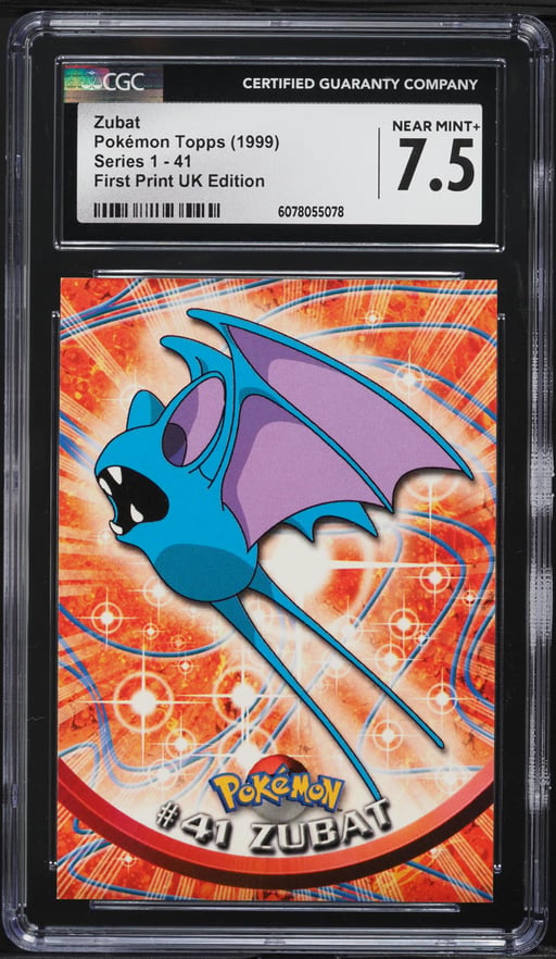 1999 Topps Pokemon Series 1 First Print UK Edition Zubat #41 CGC 7.5 NRMT+