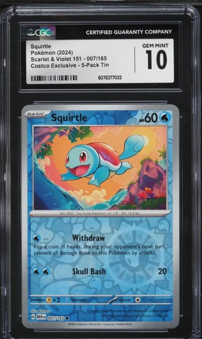2023 Pokemon Scarlet & Violet 151 Costco Exclusive Squirtle #7 CGC 10 GEM MINT