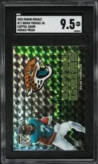 2024 Panini Mosaic Capital Gains Prizm Brian Thomas Jr. ROOKIE #17 SGC 9.5 MINT+