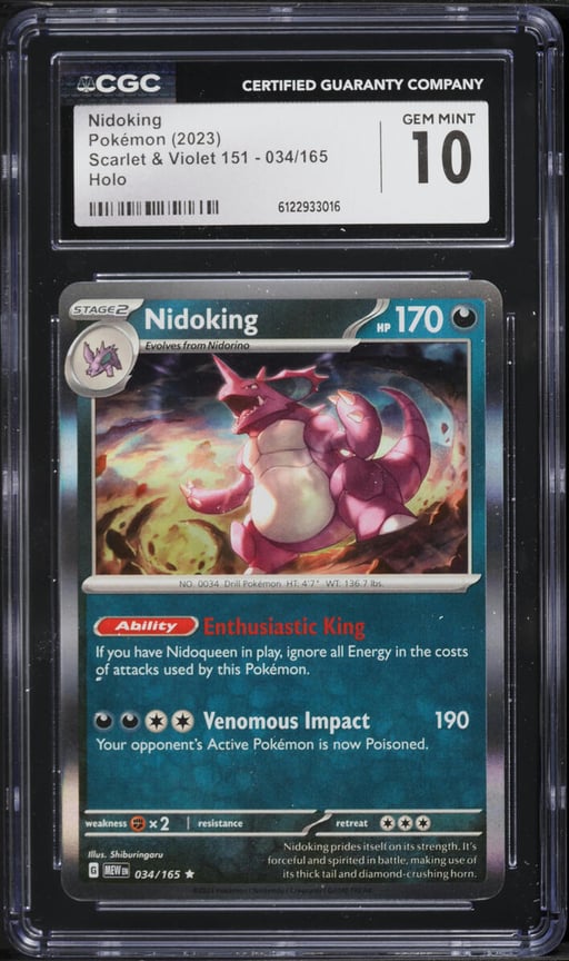 2023 Pokemon Scarlet & Violet 151 Holo Nidoking #34 CGC 10 GEM MINT