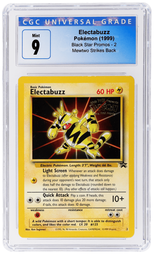 1999 Pokemon Wizards of the Coast Black Star Promo Mewtwo Strikes Back Electabuzz #2 CGC 9