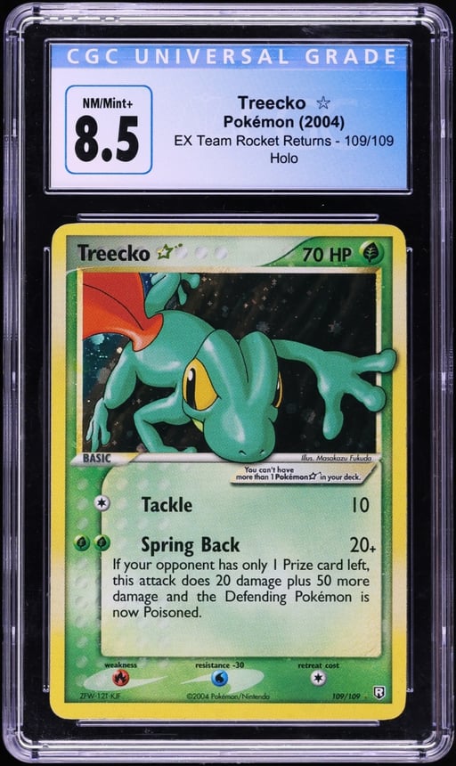 2004 Pokemon EX Team Rocket Returns Holo Treecko Gold Star #109 CGC 8.5 NM-MT+