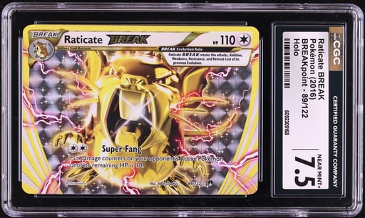 2016 Pokemon XY Breakpoint Alt Art Raticate BREAK #89 CGC 7.5 NRMT+