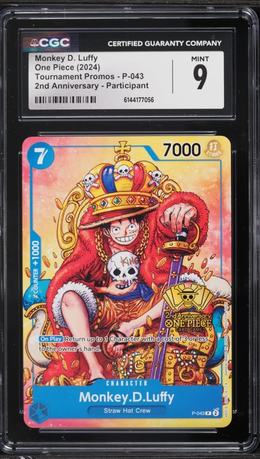 2024 One Piece Tournament Promo 2nd Anniversary Alt Art Monkey D. Luffy #P-043 CGC 9 MINT
