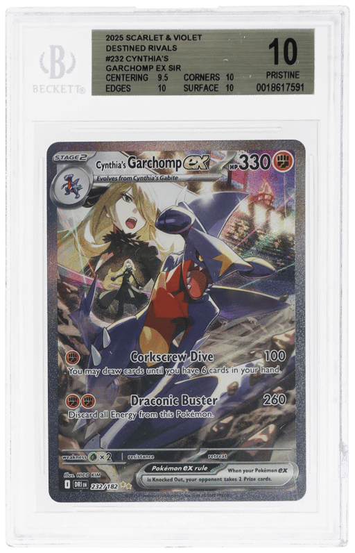 2025 Pokemon Scarlet and Violet Destined Rivals Special Illustration Rare Cynthia's Garchomp Ex #232 BGS 10