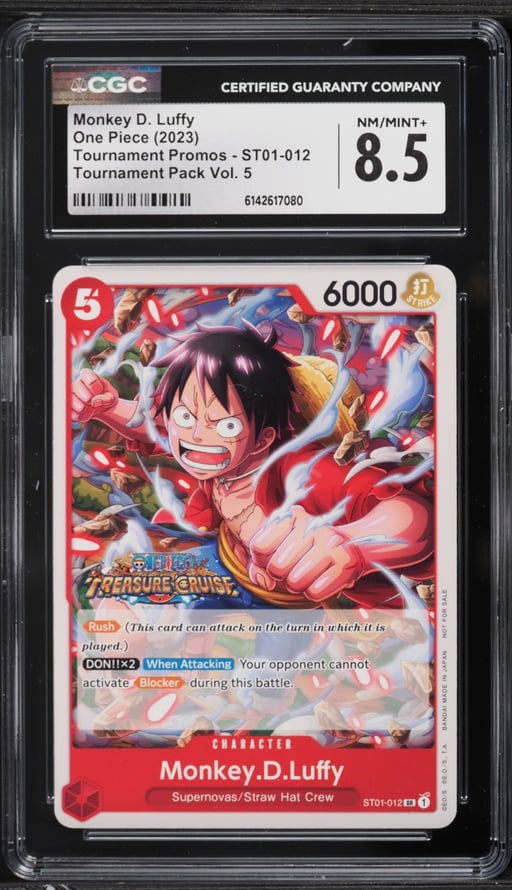 2023 One Piece Promo Tournament Pack Vol. 5 SR Monkey D. Luffy #ST01-012 CGC 8.5 NM-MT+