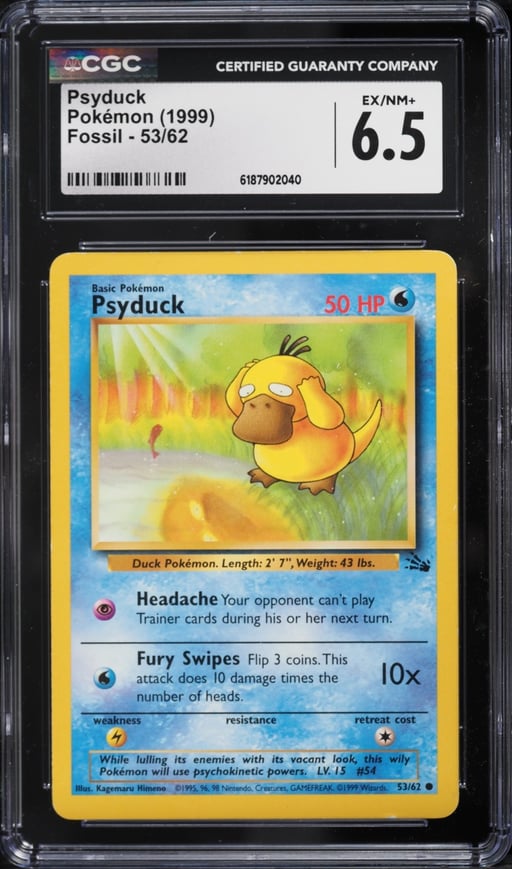 1999 Pokemon Fossil Psyduck #53 CGC 6.5 EXMT+