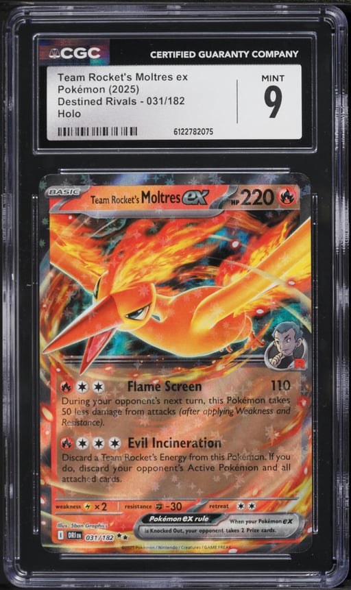 2025 Pokemon Scarlet & Violet Destined Rivals Holo Team Rocket's Moltres EX #31 CGC 9 MINT