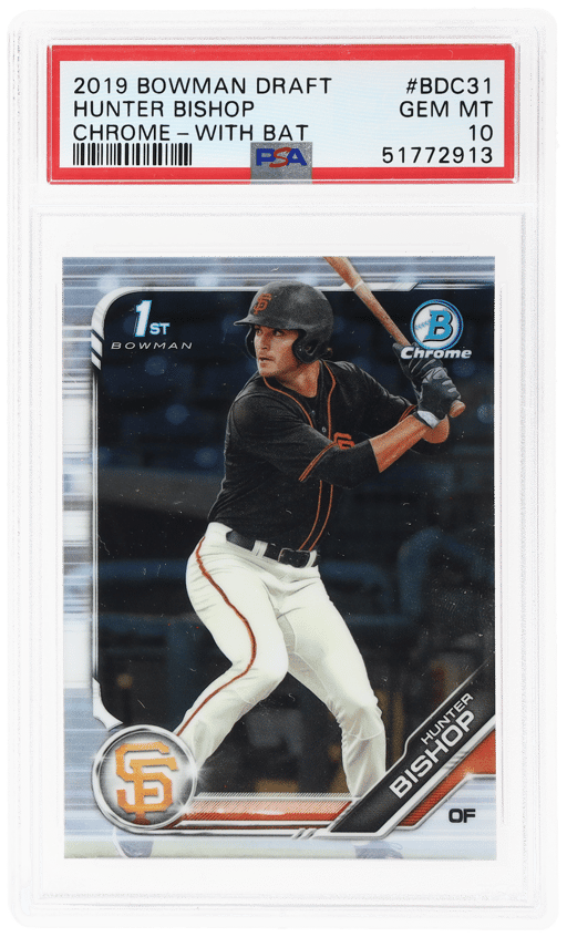2019 Bowman Draft Chrome With Bat Hunter Bishop #BDC31 PSA 10