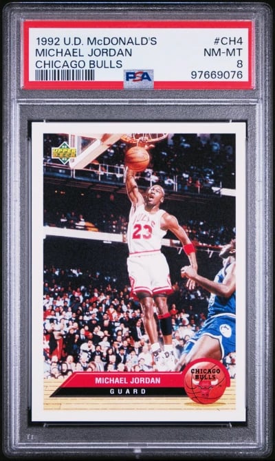1992 UPPER DECK MCDONALD'S CHICAGO BULLS #CH4 MICHAEL JORDAN PSA 8