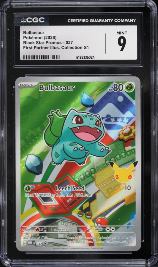 2026 Pokemon Mega Promo First Partner Illustration S1 Full Art Bulbasaur #37 CGC 9 MINT