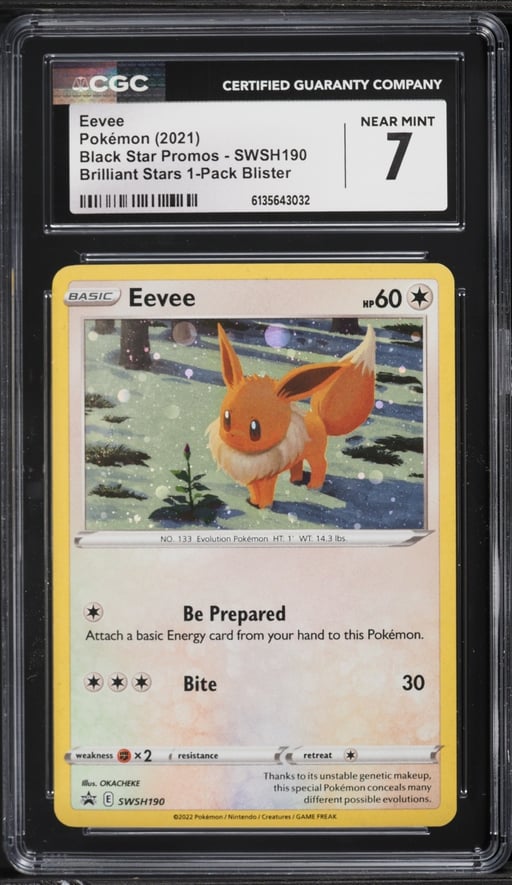 2022 Pokemon Sword & Shield Promo Brilliant Stars 1-Pack Blister Holo Eevee #190 CGC 7 NRMT