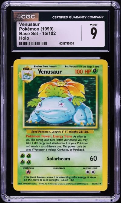 1999 Pokemon Base Set Holo Venusaur #15 CGC 9 MINT
