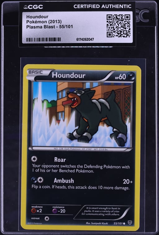 2013 Pokemon Black & White Plasma Blast Houndour #55 CGC AUTH