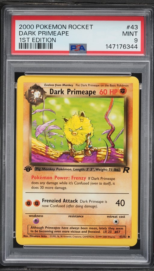 2000 Pokemon Team Rocket 1st Edition Dark Primeape #43 PSA 9 MINT