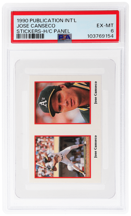 1990 Publication International Stickers Hand Cut Panel Jose Canseco PSA 6