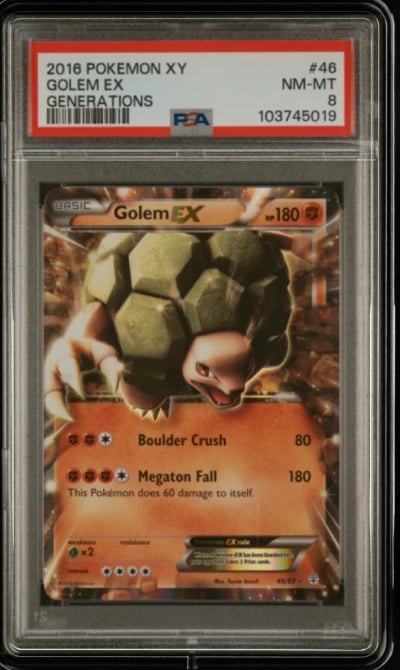 2016 POKEMON XY GENERATIONS #46 GOLEM EX PSA 8