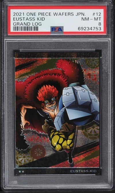2021 One Piece Wafers Japanese Grand Log Eustass Kid #12 PSA 8 NM-MT