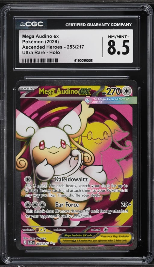 2026 Pokemon Mega Evolution Ascended Heroes Full Art Mega Audino EX #253 CGC 8.5 NM-MT+