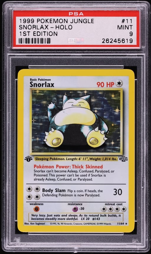 1999 Pokemon Jungle 1st Edition Holo Snorlax #11 PSA 9 MINT