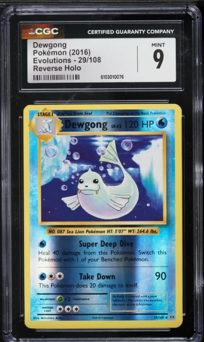 2016 Pokemon XY Evolutions Reverse Holo Dewgong #29 CGC 9 MINT