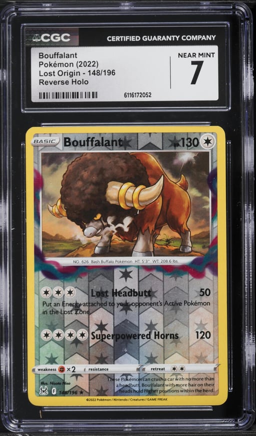 2022 Pokemon Sword & Shield Lost Origin Reverse Holo Bouffalant #148 CGC 7 NRMT