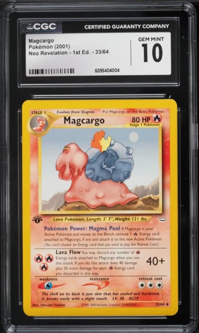 2001 Pokemon Neo Revelation 1st Edition Magcargo #33 CGC 10 GEM MINT