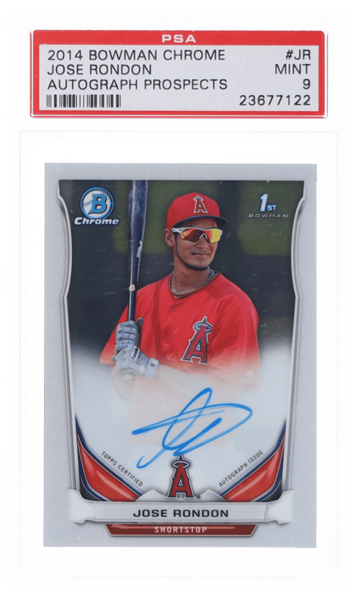 2014 Bowman Chrome Prospect Autographs Jose Rondon #BCAP-JR PSA 9
