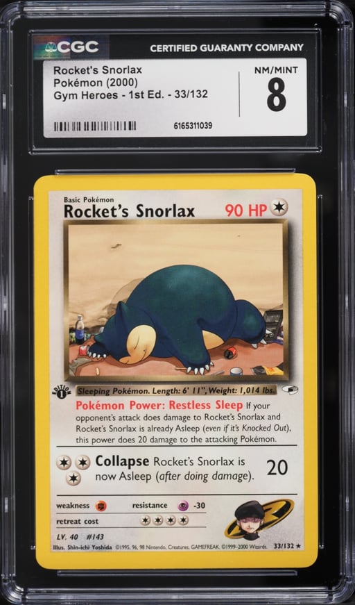 2000 Pokemon Gym Heroes 1st Edition Rocket's Snorlax #33 CGC 8 NM-MT