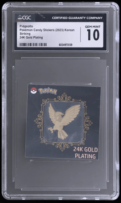 2023 Pokemon Popping Candy Stickers Korean 24k Gold Plating Pidgeotto CGC 10