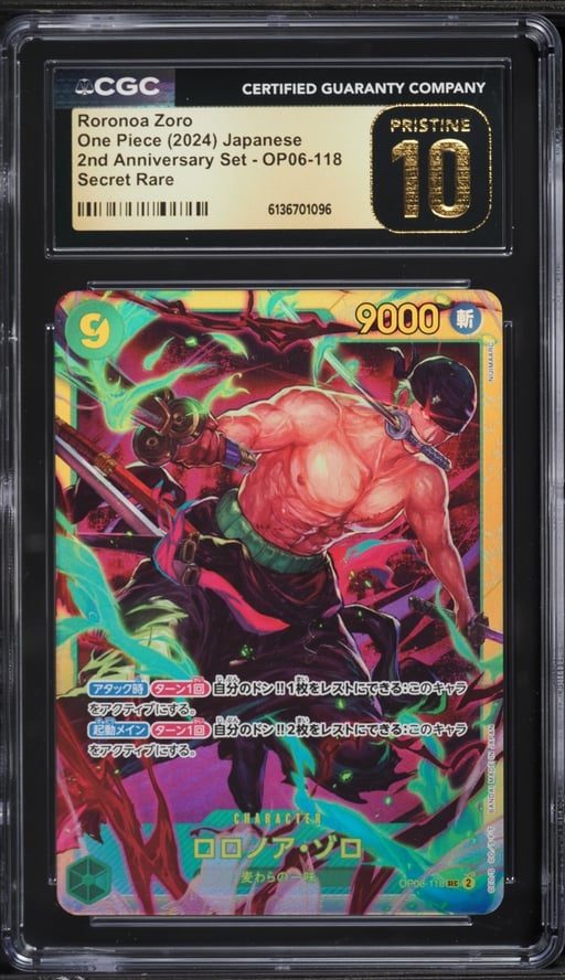 2024 One Piece Japanese 2nd Anniversary Set SEC Roronoa Zoro #OP06-118 CGC 10 PRISTINE