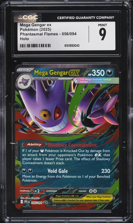 2025 Pokemon Mega Evolution Phantasmal Flames Holo Mega Gengar ex #56 CGC 9 MINT